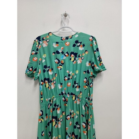 A.N.A A New Approach Womens Faux Wrap BOHO Dress Size XXL Green Floral Midi - Picture 8 of 9